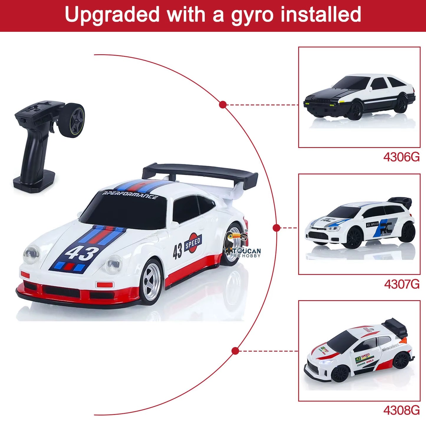 US Stock RC Drift Car 1/43 RTR Race 4WD Gyro Four-Wheel Drive Radio Control High Speed Model 2.4G Racing Drifting Cars Toy Model