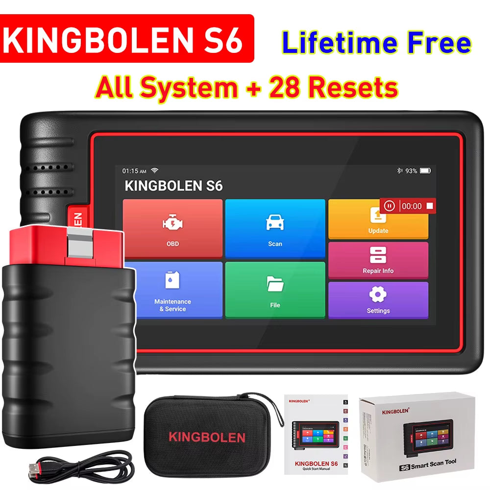 KINGBOLEN S6 CAN FD Comprehensive Automotive Diagnostic Tool with Bluetooth Connectivity and 28 Reset Functions - Lifetime Free Updates