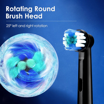 Smart Rotating Electric Toothbrush with Rechargeable Functionality, 4 Replacement Heads, and 5 Whitening Modes