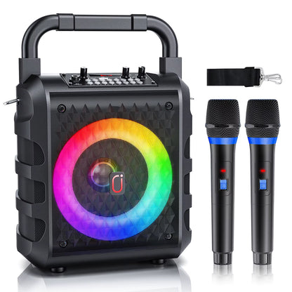Wireless Speaker, Portable Bluetooth Speaker with Microphone and LED Light, Karaoke Speaker Machine, Home Karaoke System