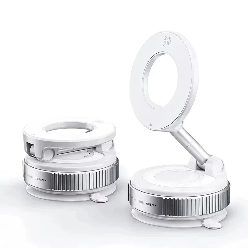 Rotating Magnetic Phone Holder with Vacuum Suction for Car Navigation, Gym, and Kitchen - Universal GPS Streaming Stand