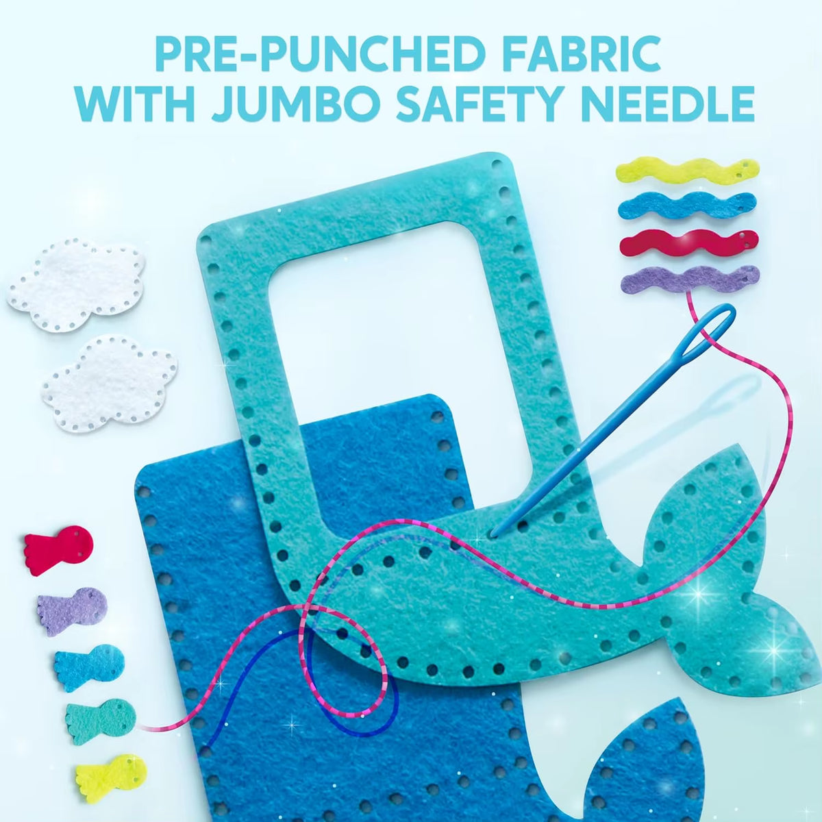 JOYFY 7-In-1 Kids Sewing Kit - Beginner-Friendly DIY Arts and Crafts for Girls, Perfect for Birthdays and Christmas, Featuring Unicorn and Mermaid Designs