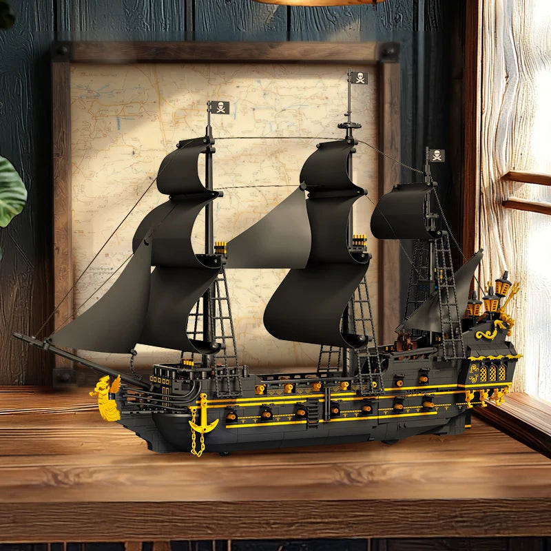 2076-Piece Pirate Ship Building Blocks Model - DIY Assembly Educational Sailboat Ornament for Kids and Adults
