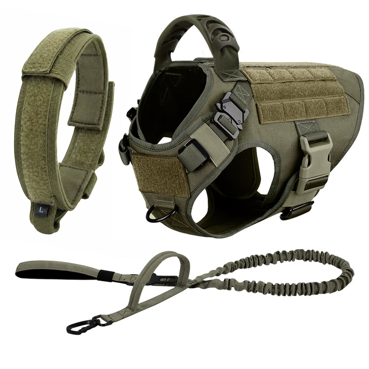 Large Dog Harness and Leash Set for German Shepherds and Malinois - Training and Walking Vest with Collar for Medium to Large Dogs