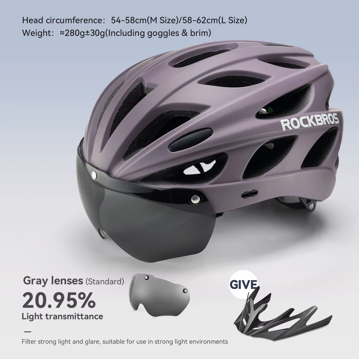 ROCKBROS Lightweight Integrated Cycling Helmet with Goggles for Men and Women - Safety Head Protection for MTB and Road Biking