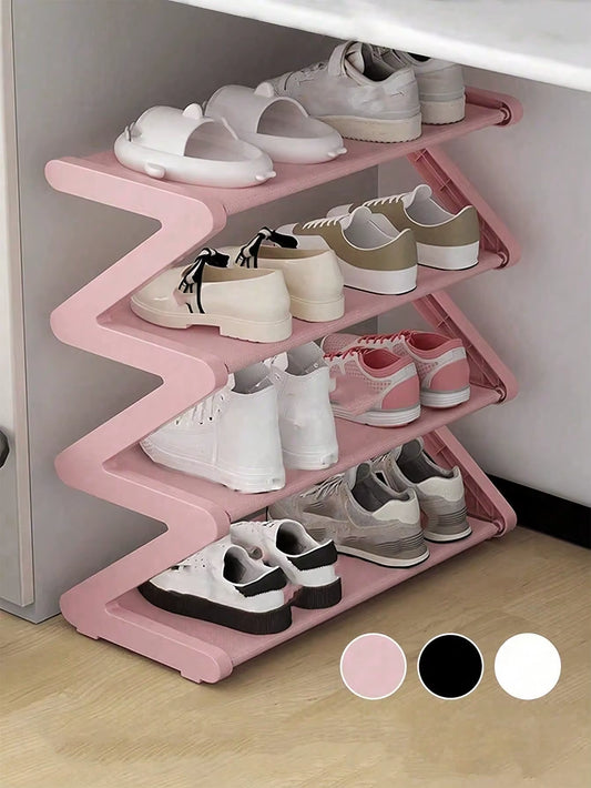 Z-Shaped Multi-Functional Shoe Rack - High Capacity Floor Standing Storage Organizer for Home and Dorm, Easy to Assemble, Space-Saving Solution for Living Room and Bedroom