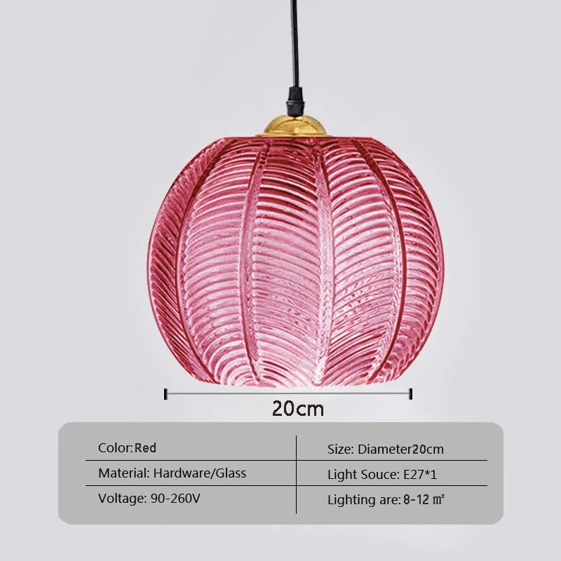 Nordic Glass Pendant Light Green Leaf Pattern Lighting for Living Room Dining Room Hotel Study Bedroom Indoor Decorative Fixture