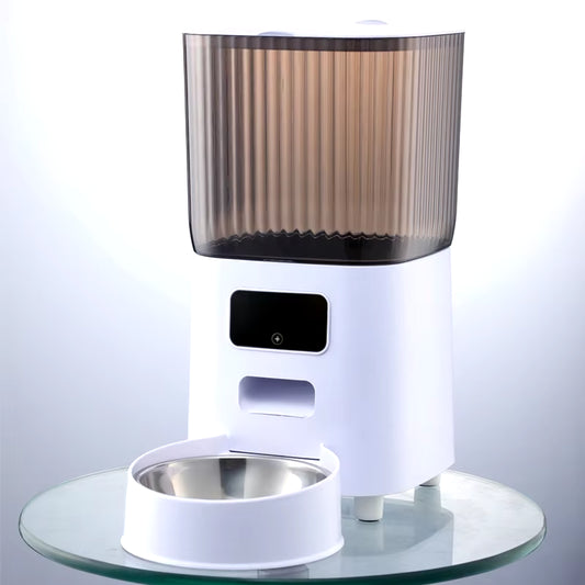 5L Pet Feeder with Camera Automatic Cat Feeder Smart Dog Food Dispenser Wifi Timing Stainless Steel Feeding Bowl（No 5V 2A Plug）