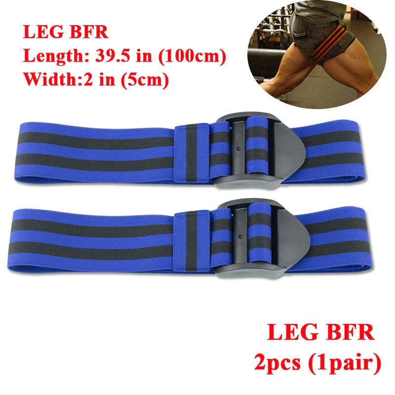 Blue PRO 4-Pack Bundle Blood Flow Restriction Bands for Arms and Legs - Occlusion Training Bands Help You Gain Muscle without Heavy Weight Lifting, Strong Elastic Strap + Quick-Release