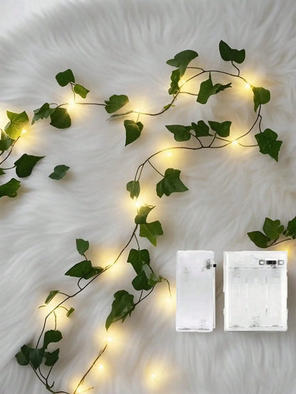 32.81 Ft Battery-Powered 100 LED Ivy String Lights with Leaf Design for Home and Garden Decor, Ideal for Bedrooms, Walls, and Parties