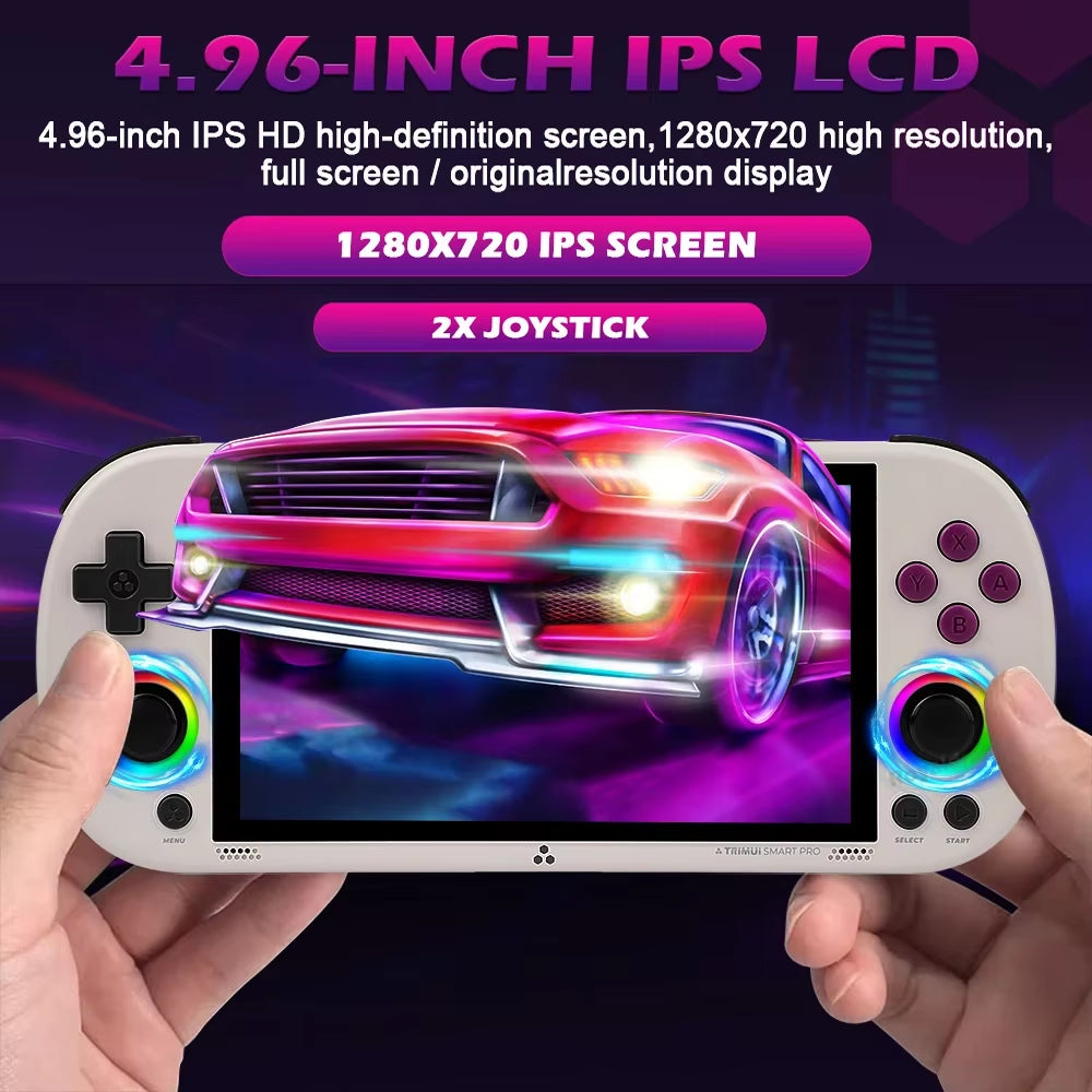 128G 256G  Smart Pro Handheld Game Console 4.96''IPS Screen Linux System Joystick RGB Lighting Retro Video Game Player NEW