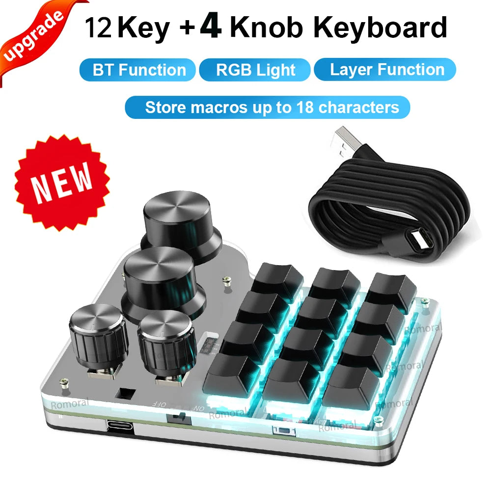 Programming Custom Bluetooth Macro Keyboard RGB Mechanical Keyboard for Mechanical Hotswap Macropad Photoshop Gaming Keypad