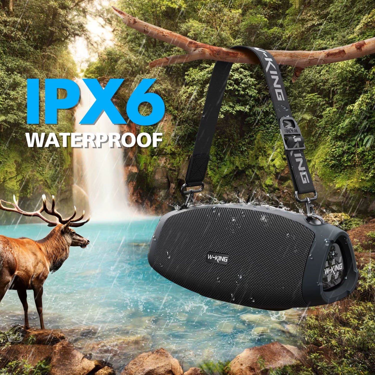 (120W PEAK)70W Portable Loud Bluetooth Speakers with Wireless Microphone, Waterproof Outdoor Wireless Bluetooth