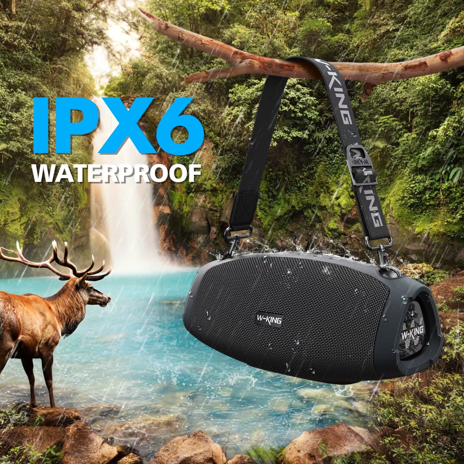 (120W PEAK)70W Portable Loud Bluetooth Speakers with Wireless Microphone, Waterproof Outdoor Wireless Bluetooth