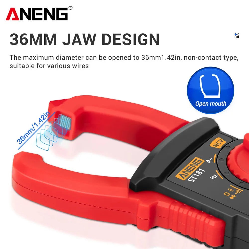 ST181 Digital Clamp Meter DC/AC Current 4000 Counts Multimeter Ammeter Voltage Tester Car Amp Hz Capacitance NCV Ohm Test