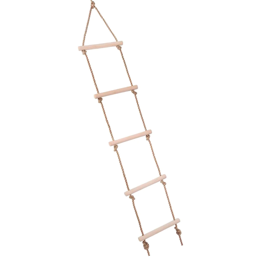 Children's Wooden Climbing Rope Ladder - 5-Level Indoor and Outdoor Swing Playground Toy