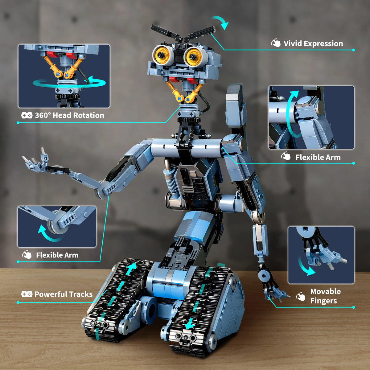1176-Piece Johnny 5 Robot Building Blocks Set - Short Circuit Model - Classic Movie Collectible - Creative Christmas Gift for Adult Fans