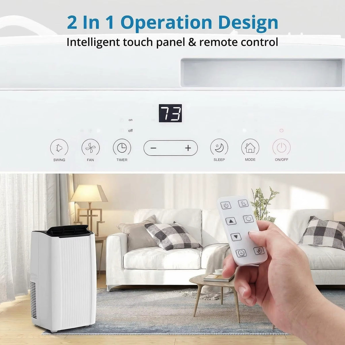 14000 BTU Portable Air Conditioner - 3-in-1 Cooling Unit with Fan, Dehumidifier, Remote Control, 48dB Quiet Operation, 24-Hour Timer, and Window Kits for Indoor Rooms, Offices, and Dorms, Cools up to 750 Sq. Ft.
