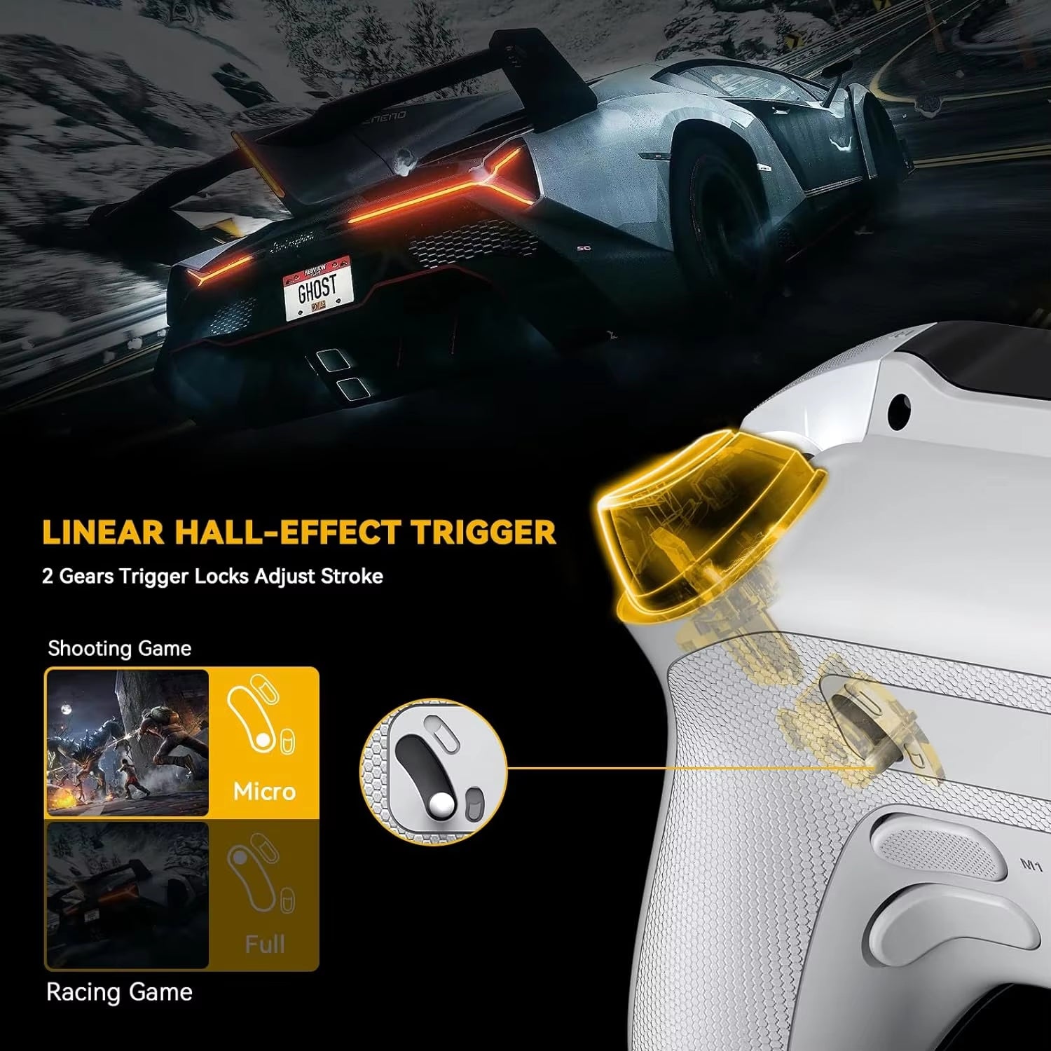 Mamba One V2 Wireless Gaming Controller for Switch/Pc/Ios/Android Hall Effect Stick RGB Light 1800Mah with Charging Dock