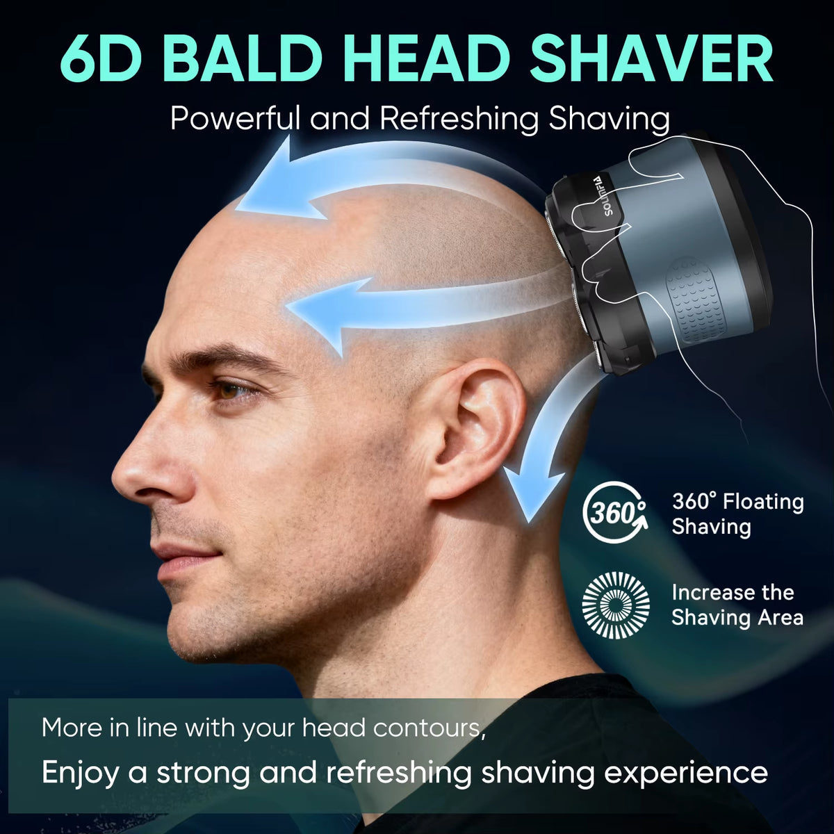 Solimpia 6D Magnetic Electric Razor for Men - High-Speed Hypoallergenic Head Shaver for Effortless Bald Shaving