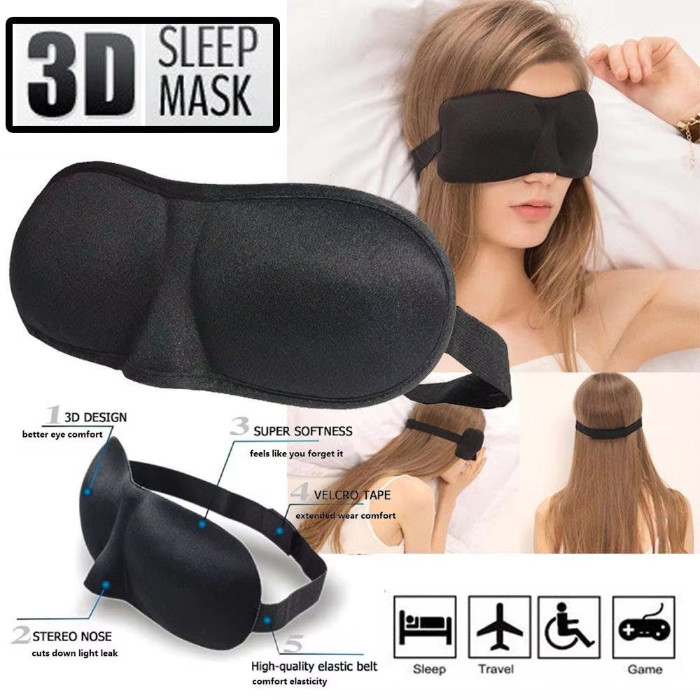 3D Padded Sleep Mask - Soft Eye Blindfold for Travel and Relaxation, Enhancing Comfort and Eye Health