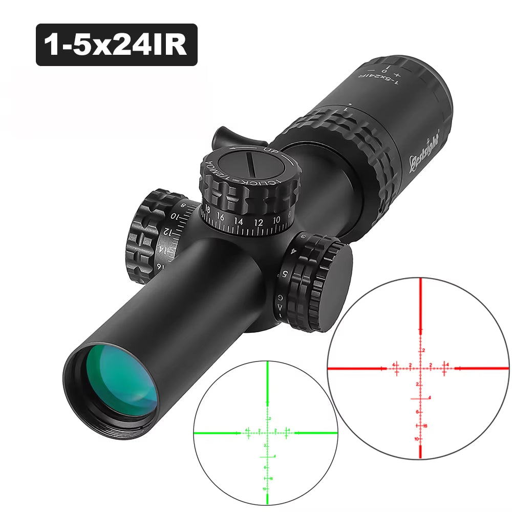 1-5X24 Tactical Optical Scope with Red and Green Illuminated Reticle for Hunting