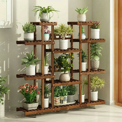 Multi-Tier Wooden Plant Shelf and Flower Pot Stand for Indoor and Outdoor Use