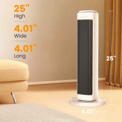 AIRMATE 25" Space Heater for Indoor Use Large Room, Ceramic Tower Electric Heater with Thermostat