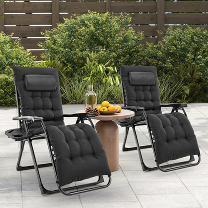 JHK Portable Zero Gravity Recliner Lounge Chair with Cup Holder Trays and Removable Cushion for Outdoor Use