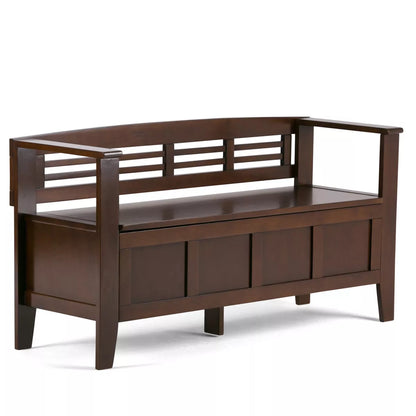 48" Chandler Solid Wood Entryway Storage Bench -  Rustic Medium Brown