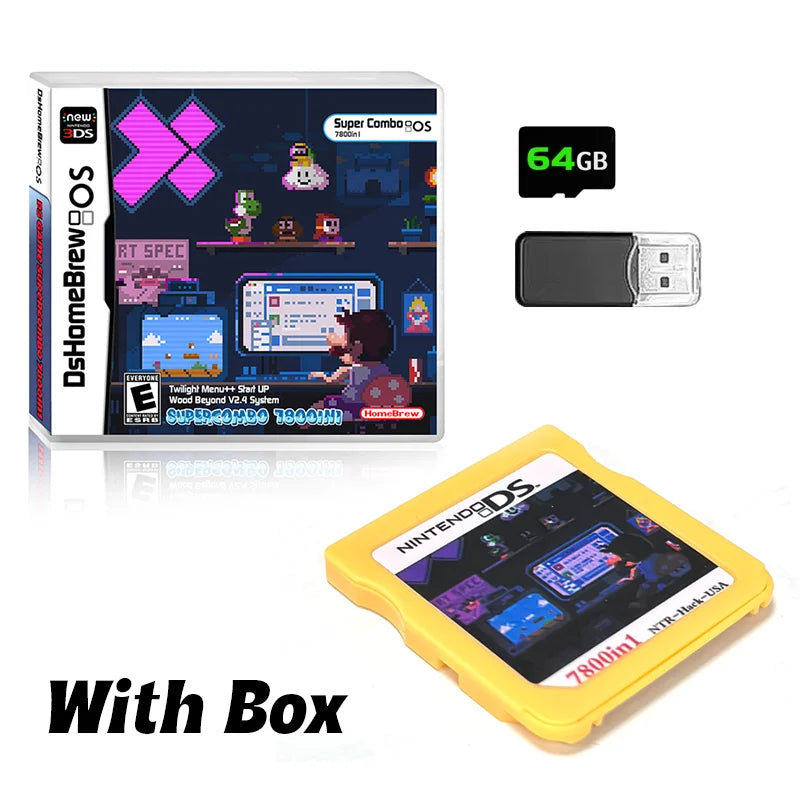 New DS Card 7800 in 1 Game Collection R4 3DS Flash Card for NDSL Ndsi 3DS 2DS Adapter Memory Burning Card DS Video Game Card
