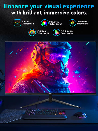 Fyhxele 24Inch 180Hz Gaming Monitor 1K FHD Computer Display 1Ms Response Time Eye Care Screen LCD Support HDR G-Sync VESA