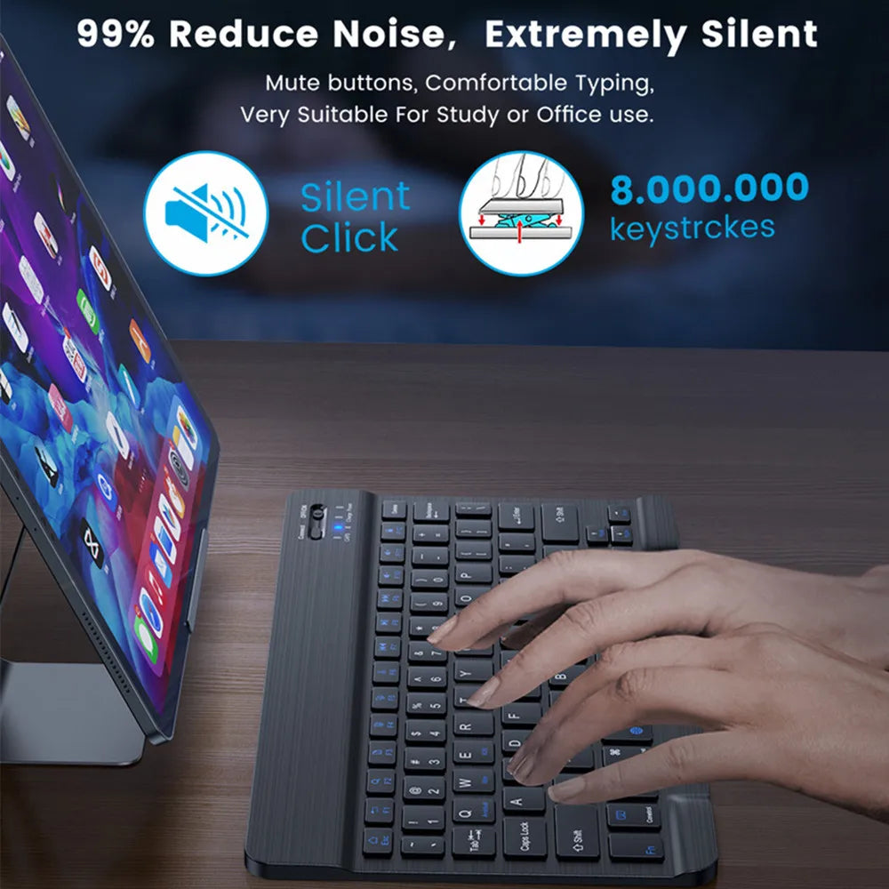 Wireless Bluetooth Keyboard and Mouse for iOS, Android, and Windows Tablets - Compatible with iPad Air, Mini, Pro 