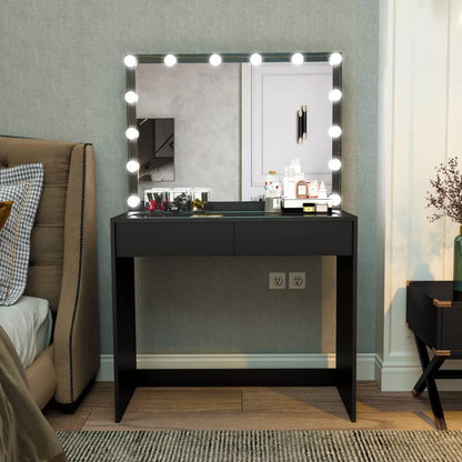 Claire Lighted Makeup Vanity - White