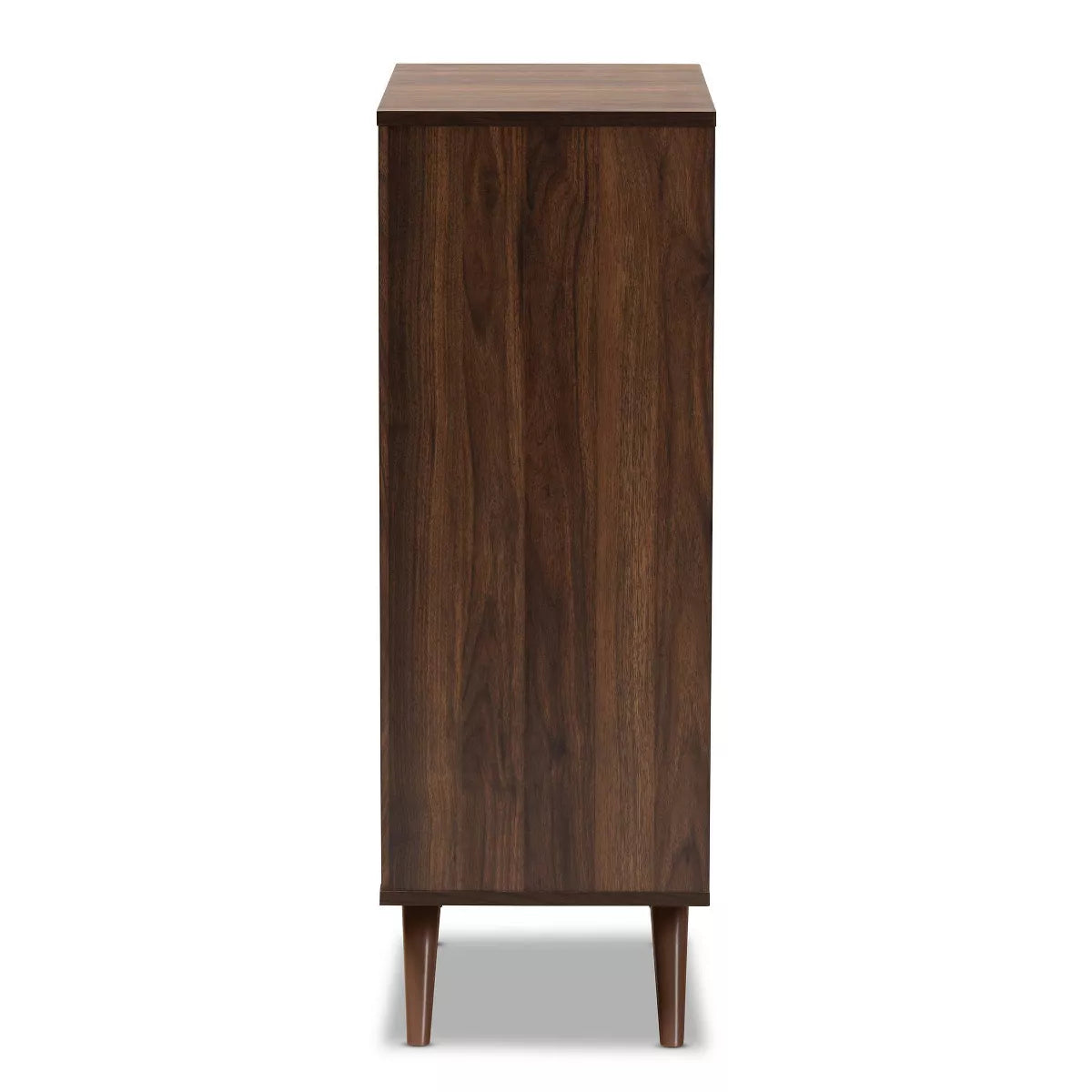 2 Door Naoki Two-Tone Wood Shoe Cabinet Gray/Walnut - Storage for Entryway, Holds 15 Pairs