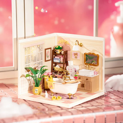 Robotime DIY Miniature Dollhouse Kit with Accessories - Model Supply Store with LED Lighting, Perfect for Birthdays