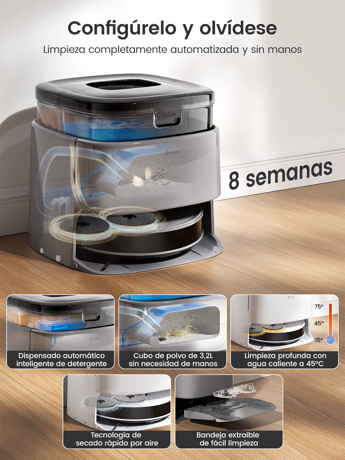 Lefant M3 Max Robot Vacuum, Robot Vacuum and Mop, 20000Pa Suction, Anti-Tangle Brushes, Dual Spinning Mop, Auto Mop Washing