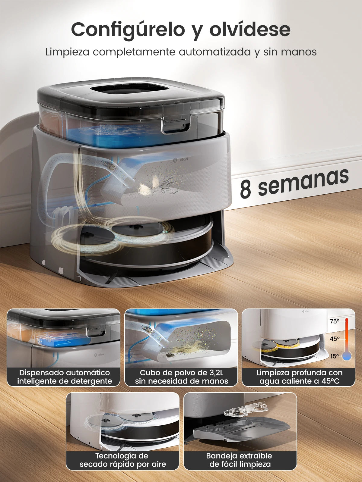 Lefant M3 Max Robot Vacuum and Mop with 20000Pa Suction, Anti-Tangle Brushes, Dual Spinning Mop, and Automatic Mop Washing