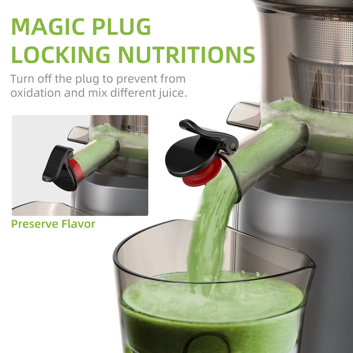 Biolomix Cold Press Juicer with 75mm Feed Chute, 200W Motor, 40-65 RPM Slow Masticating Juice Extractor for Whole Fruits