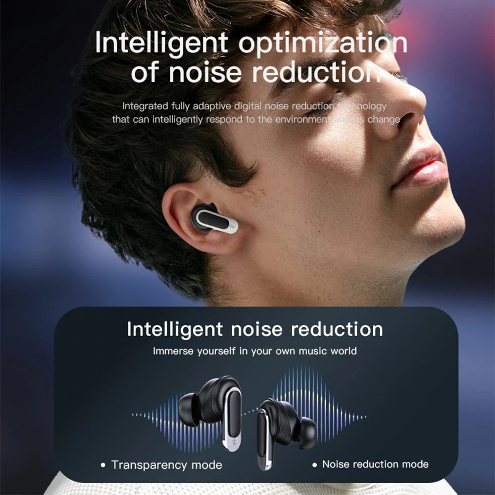 Blitzwolf BW-FYE16 LED Screen TWS Earbuds Bluetooth Earphone Colorful Touch Screen Active Noise Cancelling 32H Battery Life 3D Spatial Audio HD Calls IPX5 Waterproof Portable Headset