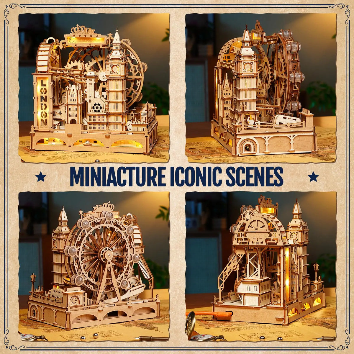 Rokr London Marble Run 3D Wooden Puzzle - Engaging Interactive Gift for Kids and Adults, Ideal for Craft Enthusiasts