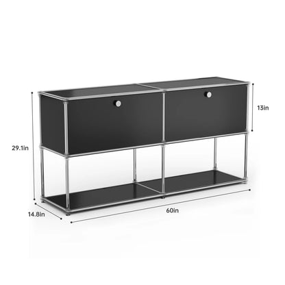 Contemporary Stainless Steel Storage Cabinet and TV Stand for Living Room and Home Office