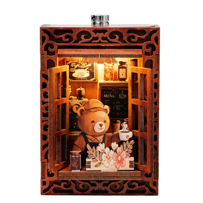 DIY 3D Book Nook Fridge Magnet Kit - Creative Assembly Model with Miniature Furniture and Animal Decor for Dollhouse Enthusiasts