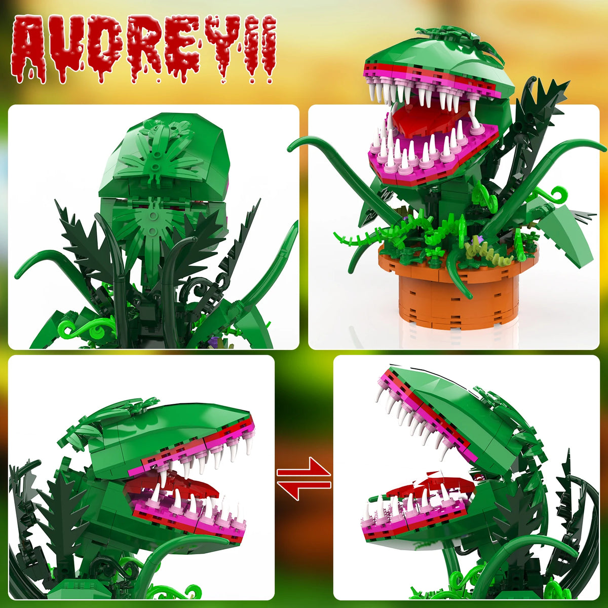 Audrey II Piranha Plant Building Blocks Compatible with LEGO, Little Shop of Horrors Floral Set, Ideal Gift for Halloween and Christmas