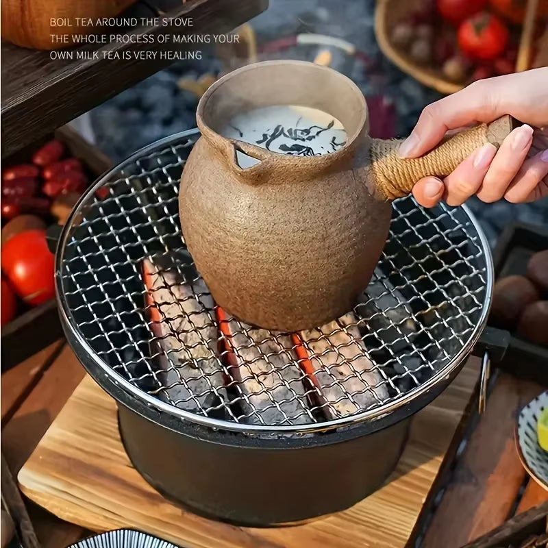 Zoe Cast Iron Outdoor Charcoal and Alcohol Stove for Barbecue, Family Picnics, and Camping - Ideal for Water and Tea Boiling