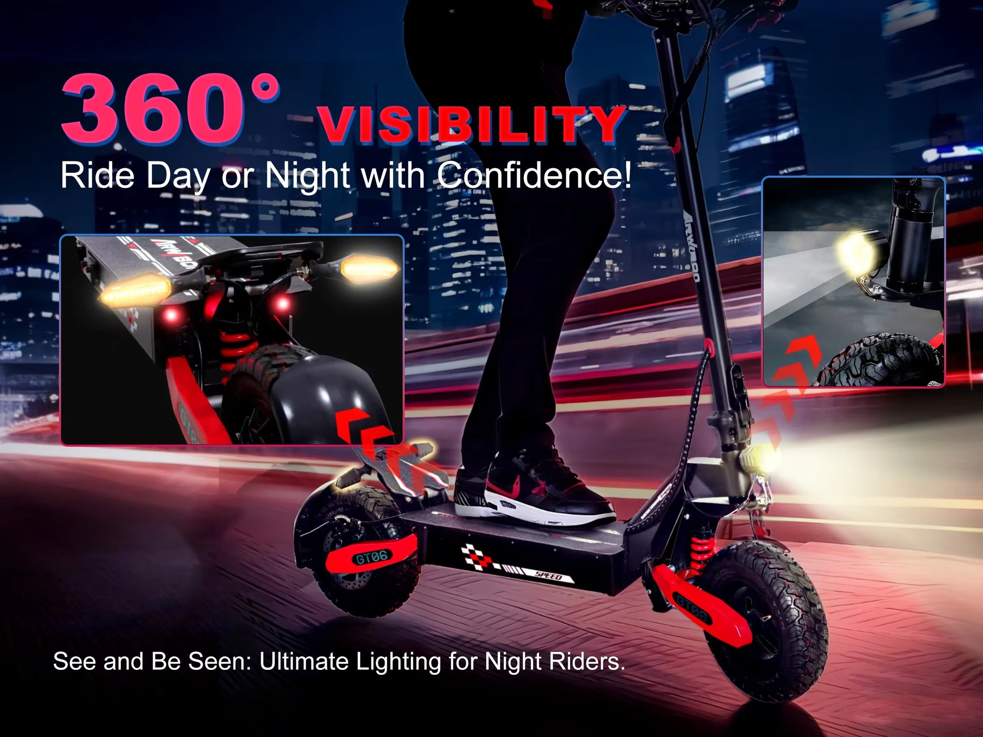 GT06 1200W Foldable E-Scooter for Adults -Max Speed 25MPH, 48V 13AH/23.4AH, 11"Off-Road Tires | US Stock, Factory Direct