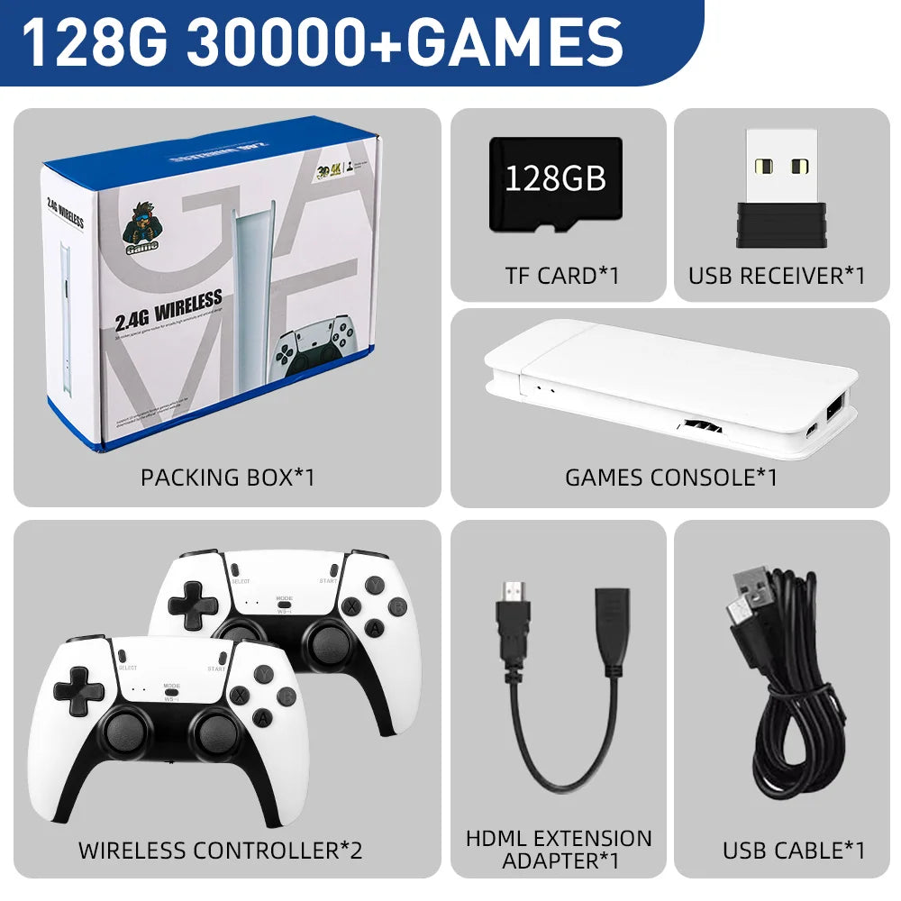 M15 4K Game Stick TV Video Game Console 64G Built-In 20000 Games Retro Handheld Game Player with Wireless Gamepad Controller