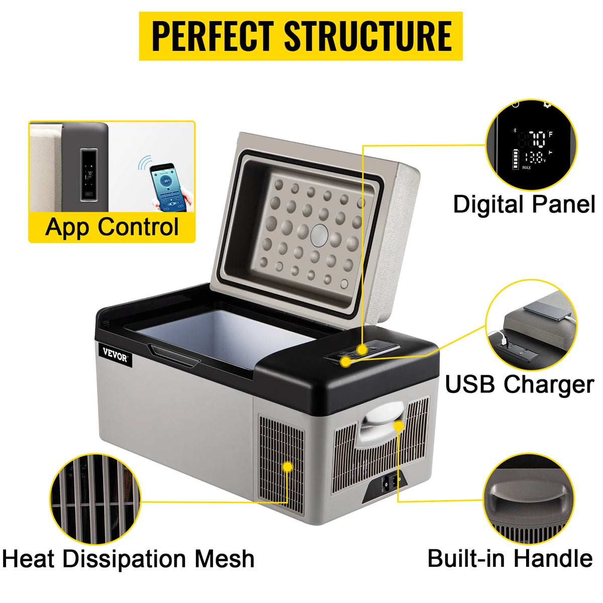 Succebuy Portable Compressor Car Refrigerator and Freezer (15L - 55L) for Camping and Travel, DC 110-240V Ice Box