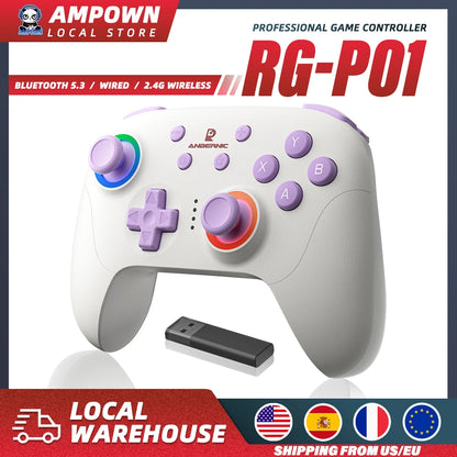 ANBERNIC RG P01 Gamepad Wireless Gaming Controller  Trigger Joystick Macro Key RGB Breathing Light for Switch PC Android IOS