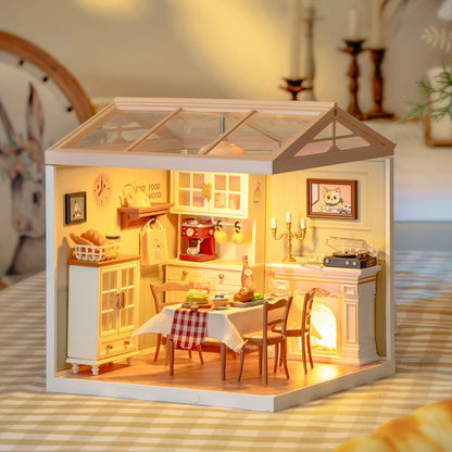 Robotime DIY Miniature Dollhouse Kit with Accessories - Model Supply Store with LED Lighting, Perfect for Birthdays